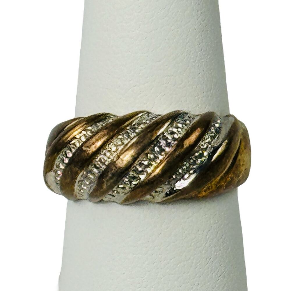 Vintage Two Tone Dome Gold Ring 14 KT Gold Electroplated Size 6.5